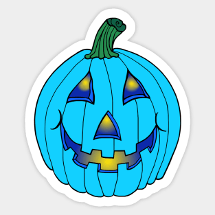 Blue Glowing Jack-O-Lantern Pumpkin Sticker